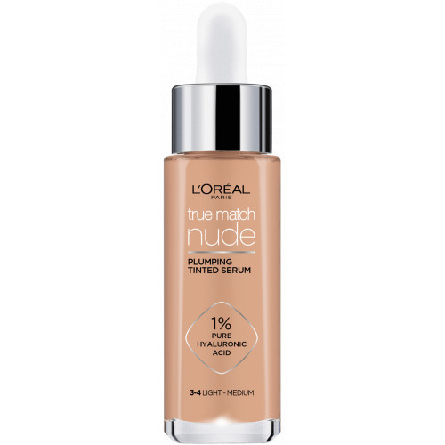 Photos - Face Powder / Blush LOreal L'Oréal Paris True Match Nude Hyaluronic Tinted Serum 3-4 Light- Medium 