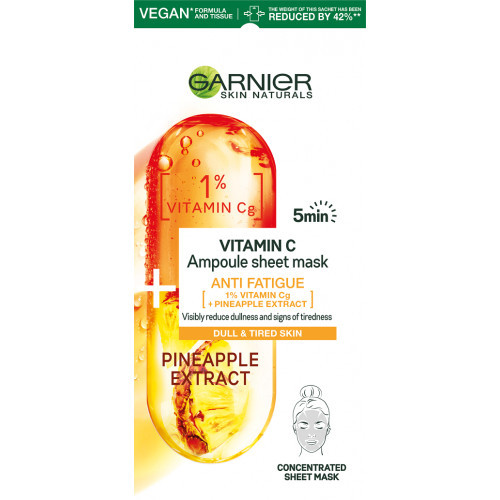 Photos - Facial Mask Garnier Vitamin C + Pineapple Anti-Fatigue Ampoule Sheet Mask 15g 