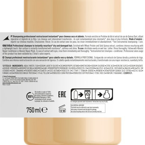 L'Oréal Professionnel Absolut Repair Shampoo for Damaged Hair 500ml