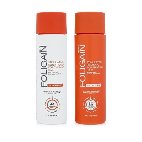 Foligain Stimulating Hair Shampoo & Conditioner for Thinning Hair for Men with 2% Trioxidil