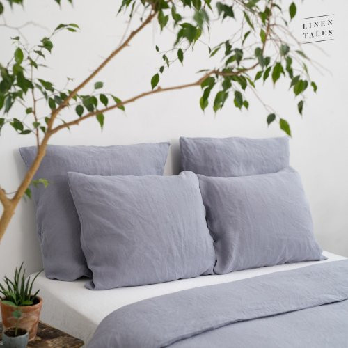 Linen Tales Dapple Grey Hemp Duvet Cover Set 200x200 50x70*2