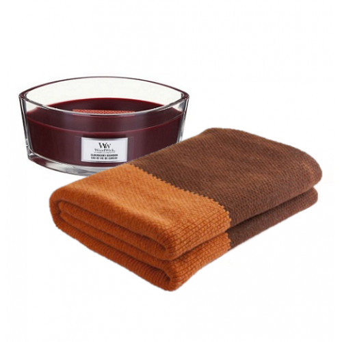 KlipShop Natural Style Blanket and Woodwick Candle Set in a Gift Box Humidor 