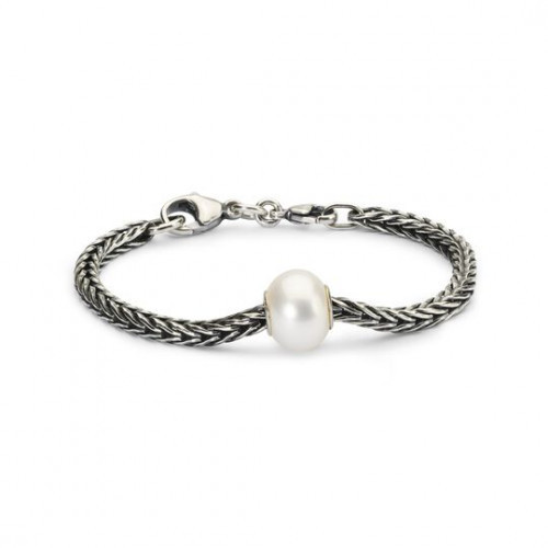 Trollbeads White Pearl Sterling Silver Bracelet with Basic Lock 17cm