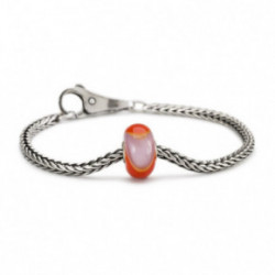 Trollbeads Red and Lavender Armadillo Sterling Silver Bracelet with Plain Lock 17cm