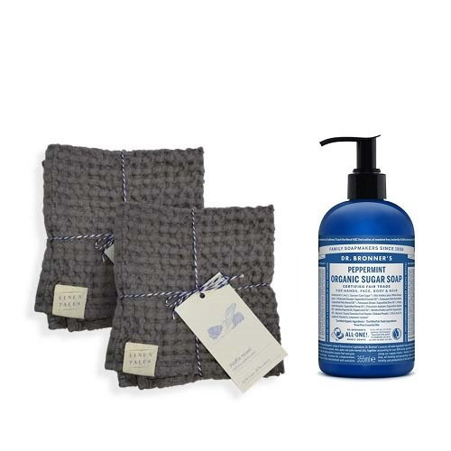 KlipShop Linen Tales Towels and Soap Gift Set Lavender 