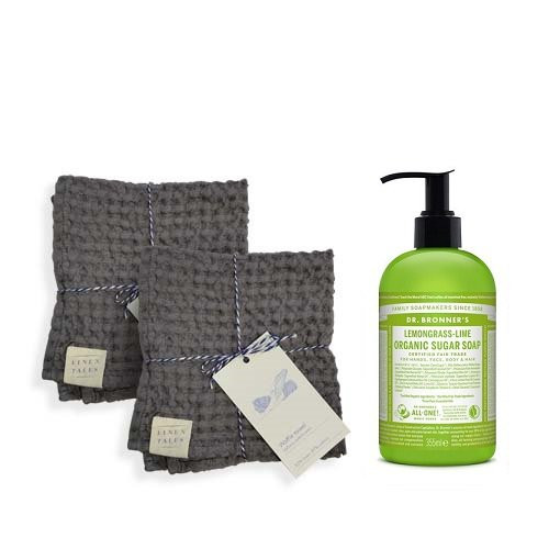 KlipShop Linen Tales Towels and Soap Gift Set Lavender 