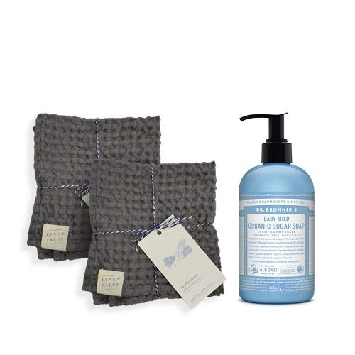 KlipShop Linen Tales Towels and Soap Gift Set Lavender 